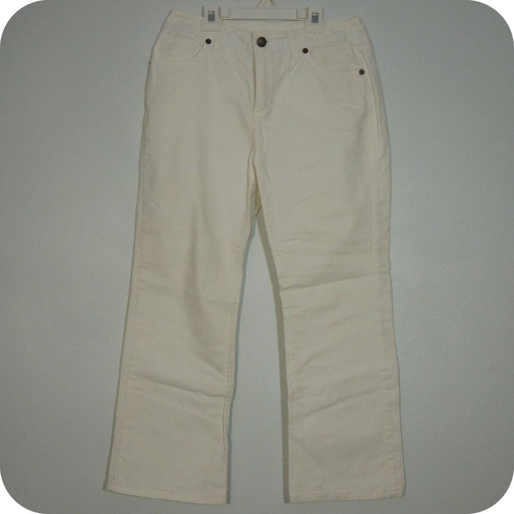 LANDS' END Womens size 10 White Jeans Pants High Waist Bootcut Legs